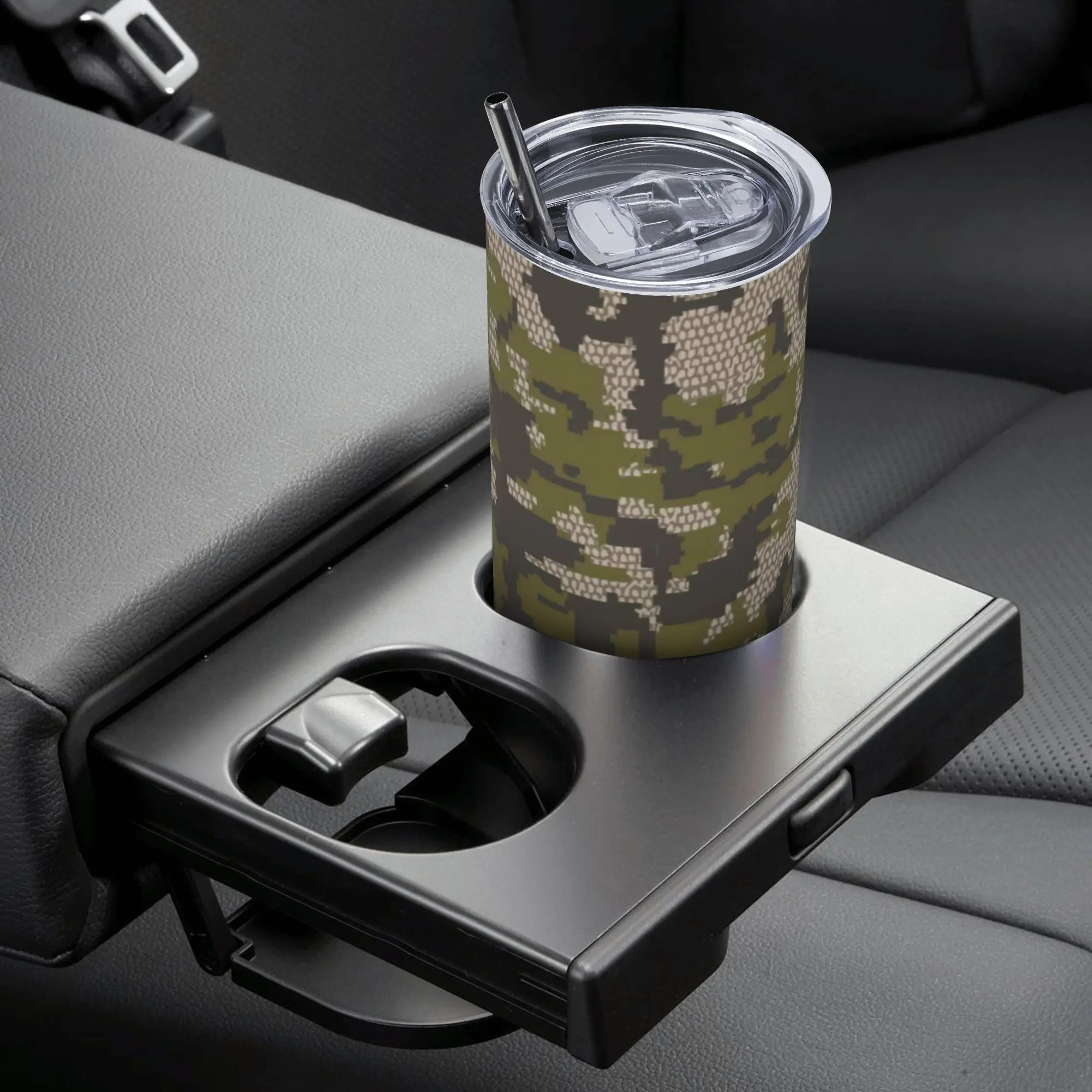 Wicked Camo Verde Camouflage Insulated Tumbler With Lid Straw Tags Vacuum Thermal Mug Stainless Steel Double Wall Water Bottle - view 6