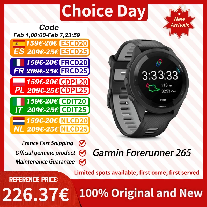 Reloj deportivo Garmin Forerunner 265 GPS para exteriores correr Fitness maratón natación ritmo cardíaco chino oxígeno en sangre reloj inteligente