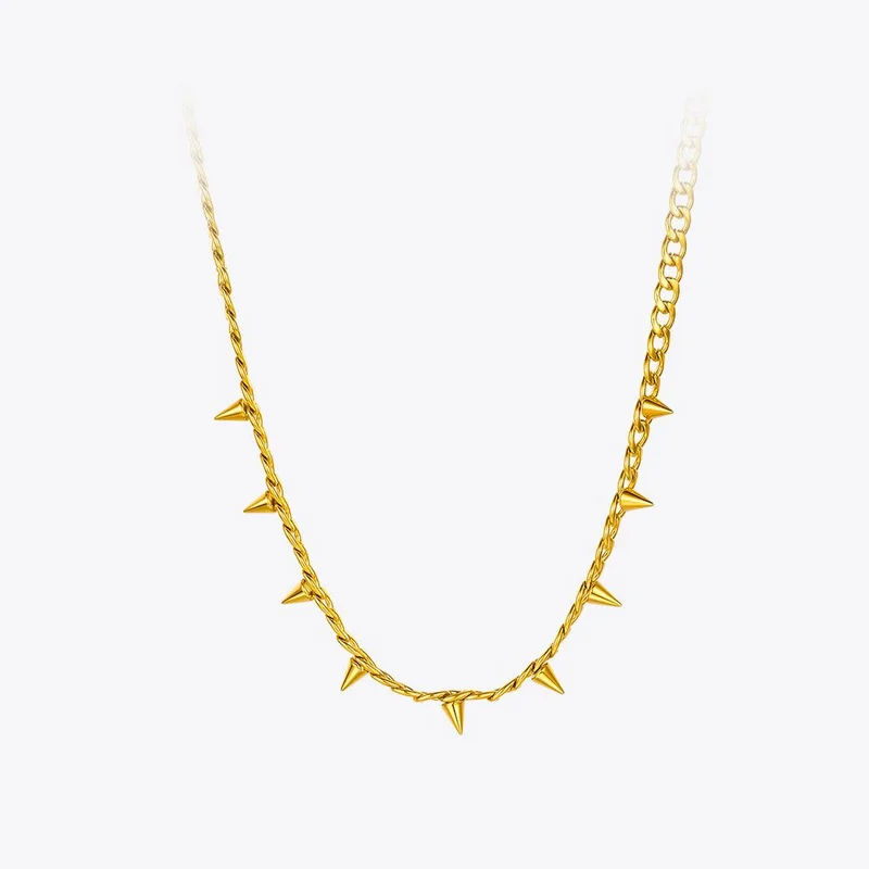 ENFASHION Punk Spikes Pendant Necklace Women Stainless Steel Gold Color Rock Chain Hiphop Choker Necklaces Fashion Jewelry P3091