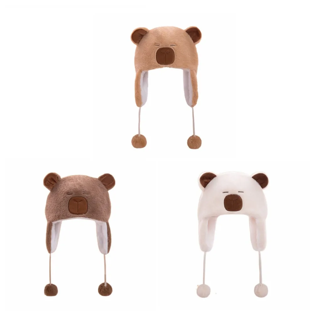 دافئ دافئ لطيف كابيبارا قبعة البلوز قبعة الكرتون كابيبارا قبعة سميكة سدادات حماية الأذن آذان الحيوانات قبعات صغيرة الشارع الشهير #5