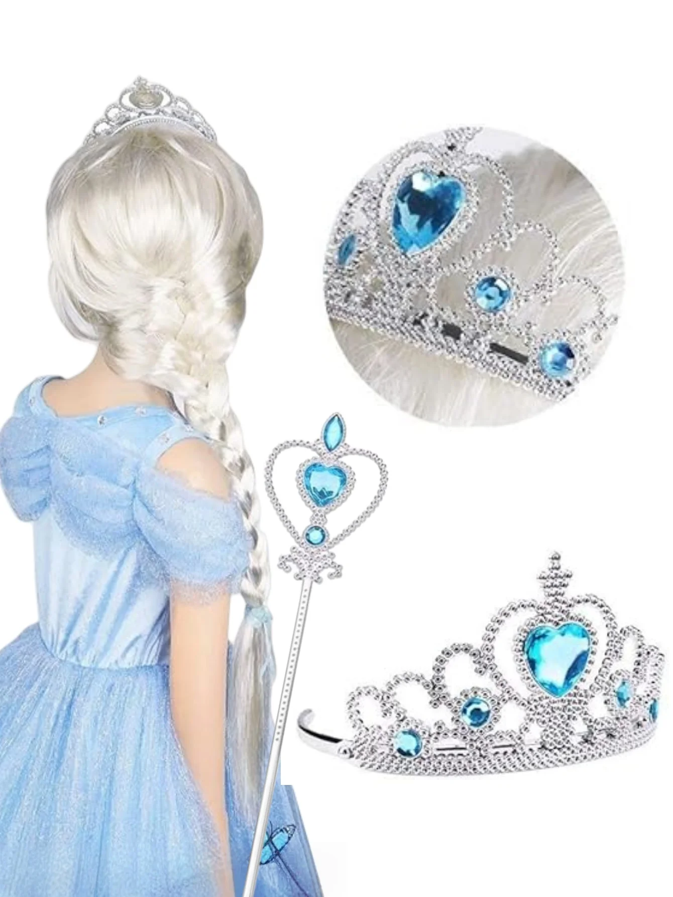 Accessori per vestire la principessa Tiara con corona da principessa per bambine, regali giocattolo con bacchetta magica per tiara da principessa per bambini per 3-6 ragazze