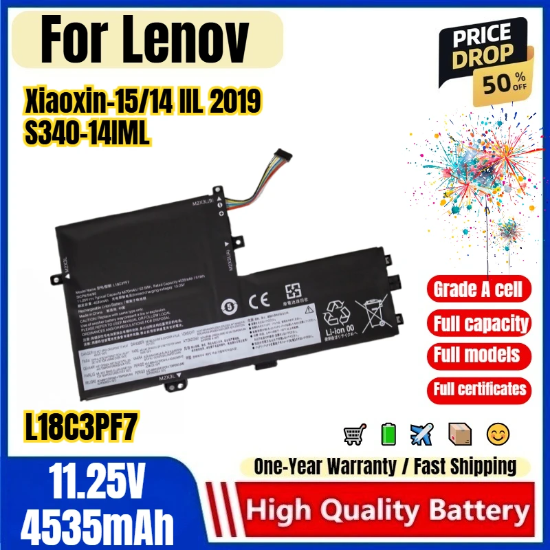 L18C3PF7 for Lenovo Xiaoxin-15/14 IIL 2019 S340-14IML Laptop Battery High Quality High Capacity Battery Replacement Bateria