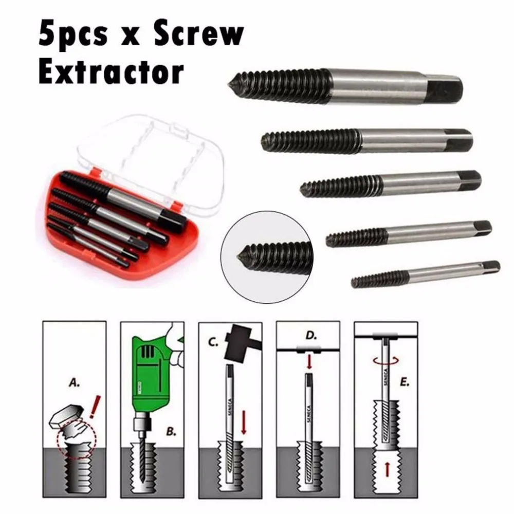 

5 PCs Broken Screw Remover Extractor Drill Bit Steel Durable Easy-out Remover