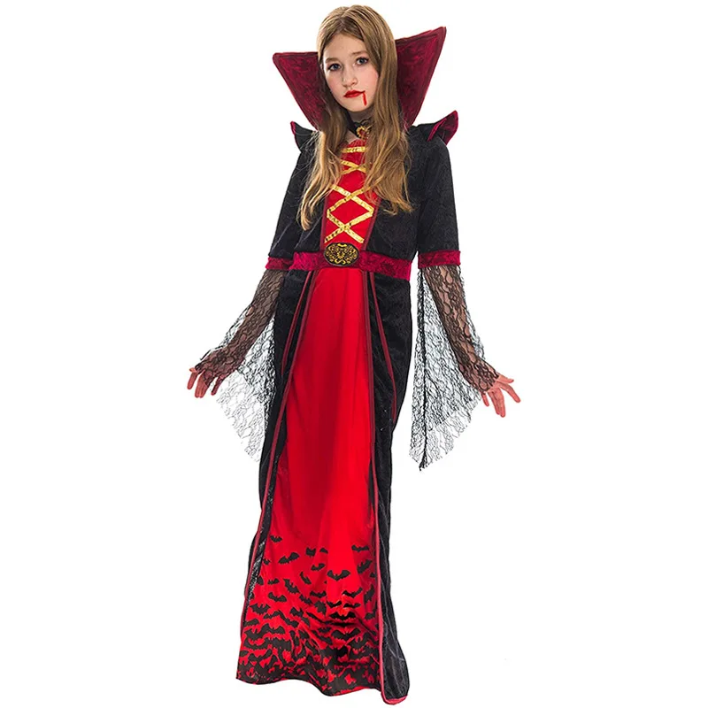 

Girl Scary Vampire Cosplay Costume Halloween Kid Witch Ghost Roleplay Clothing Carnival Masquerade Party Children Devil Dress up