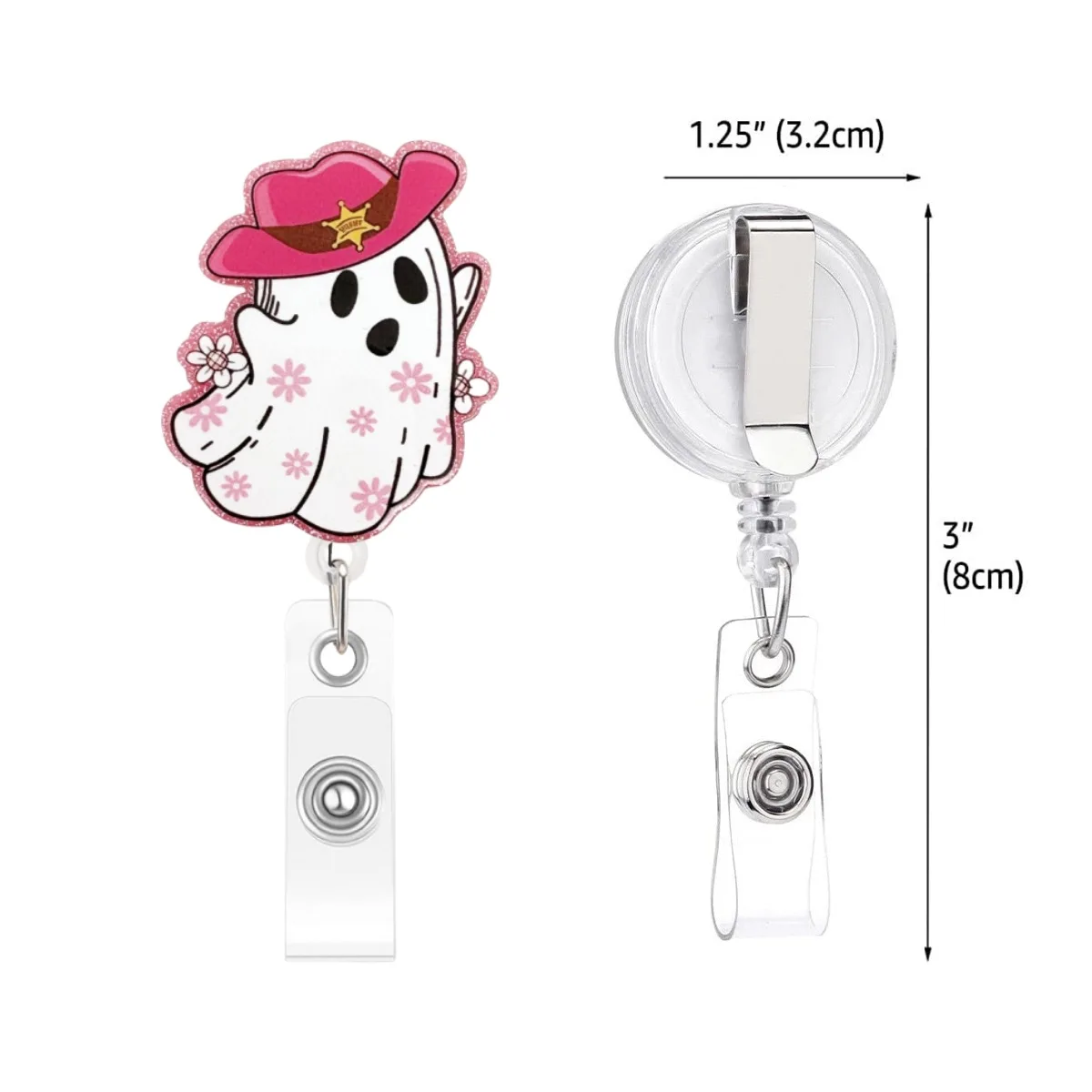 2025 New Arrival  Piece Glitter Acrylic Retractable Nurse Badge Reel Cute Pink Strawberry Goose Student Doctor ID Card Holder