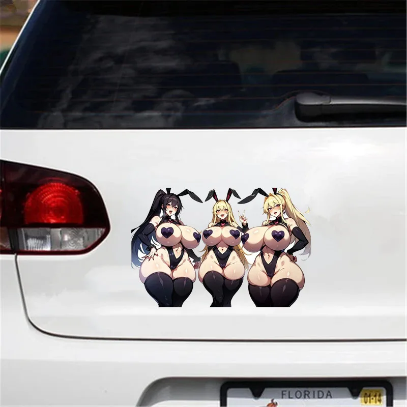Multiple Bunny Girls Waifu Car Stickers Hentai Breasts Against Thicc Decals Sunscreen Vinyl Accessories PVC Wholesale view 2