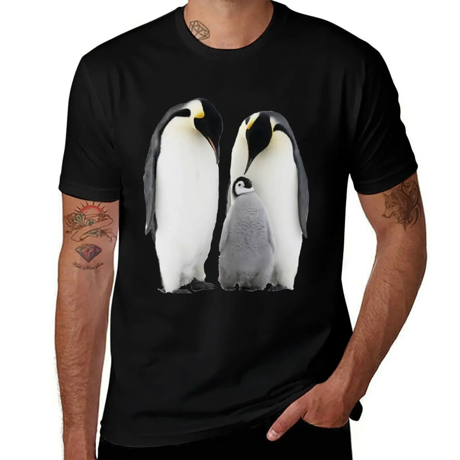 Penguin Family T-Shirt graphic t shirt vintage cheap stuff Short sleeve tee clothes for men