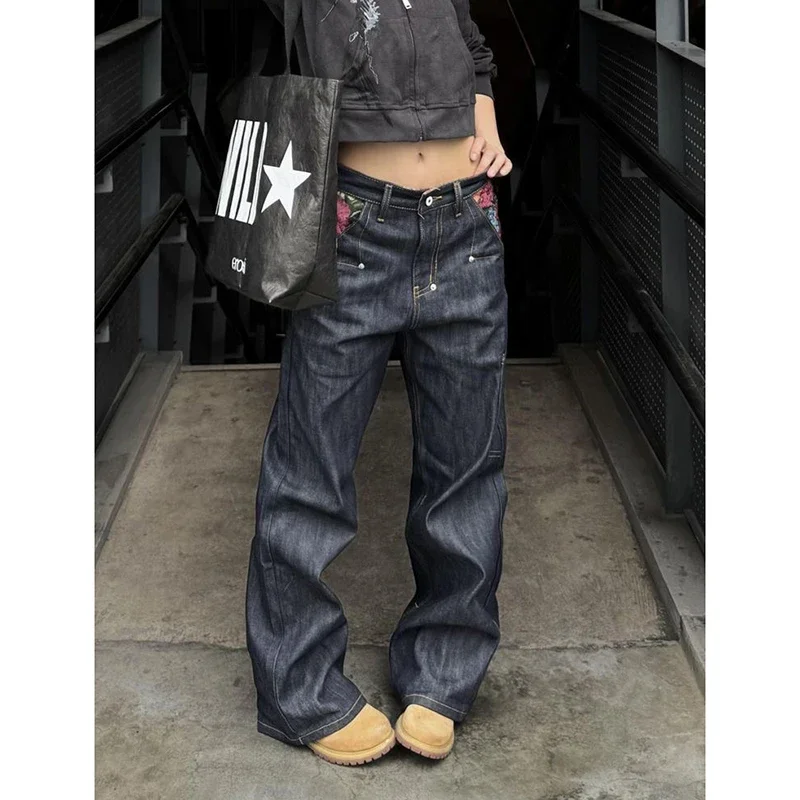 Y2k Dames Blauwe Boyfriend Jeans Harajuku Baggy Denim Broek Japanse Jaren 2000 Stijl Vintage Jean Lange Broek Oversize Kleding Nieuw