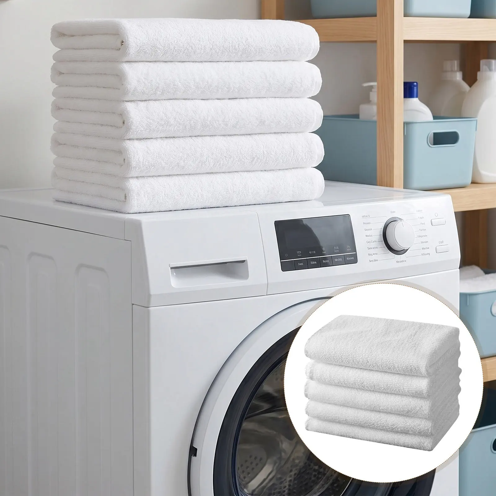 15Pcs Soft Absorbent Cotton Towels White Quick Drying Face Bath Towels for Gym Shower Beach Travel 11.8x11.8 Inch Machine