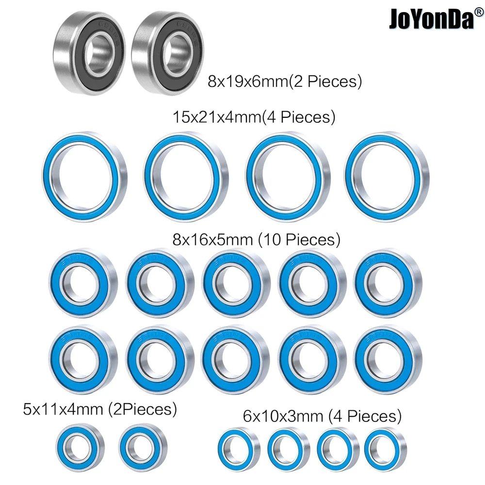 

22pcs Rubber Sealed Bearing Kit - Precision High Speed Bearing for RC 1/8 ARRMA Kraton 6S, Typhon 6S