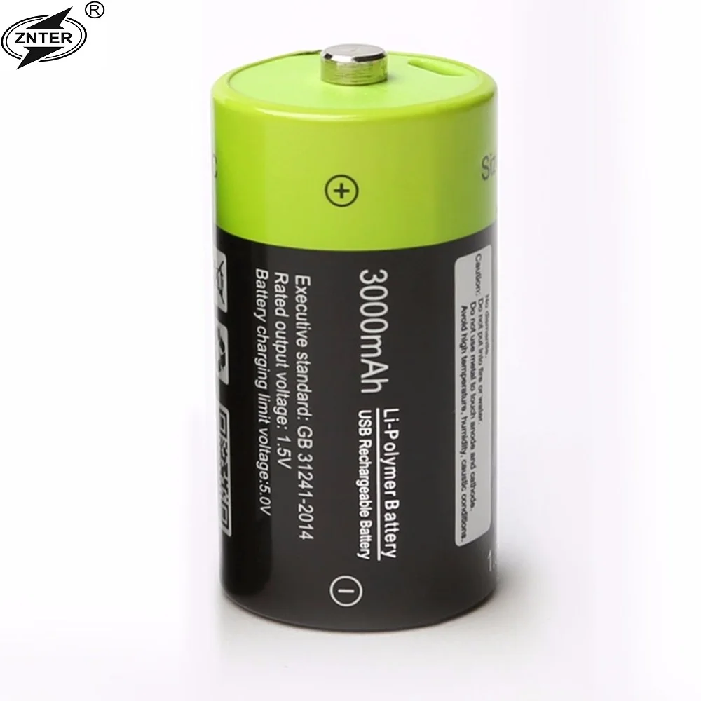 Znter 4 pces 1.5v bateria recarregável li-polímero 3000mah c tamanho usb c tipo li-íon bateria poderosa usb cabo de carregamento