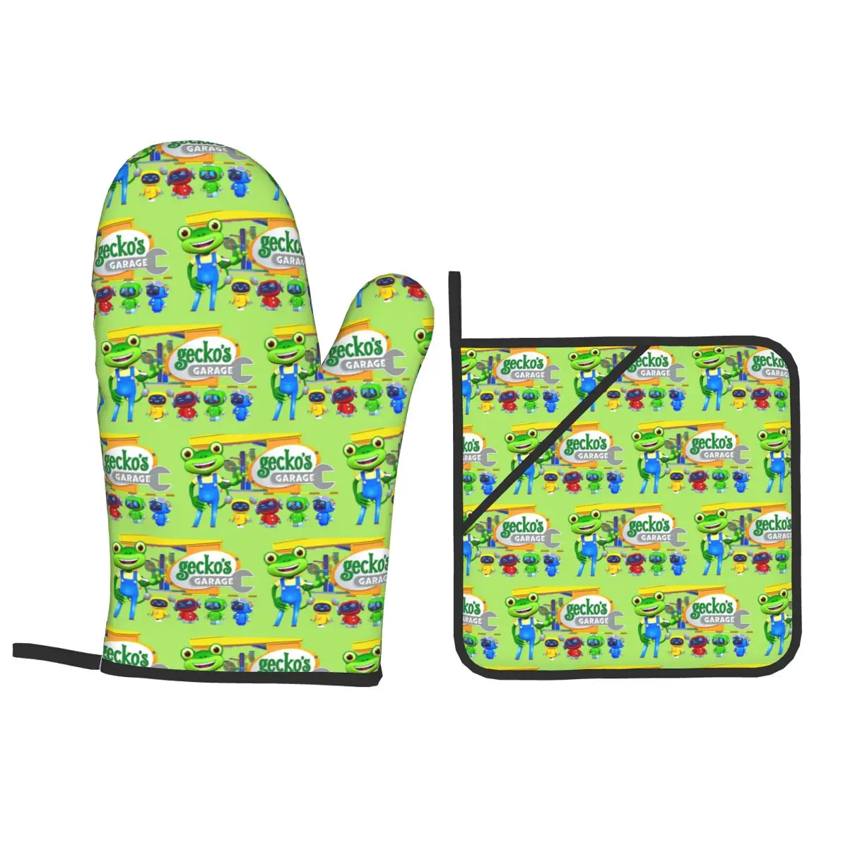 Geckos Garage Kids Oven Mitts and Pot Holder Sets of 4 for Baking Kitchen Cooking BBQ Resistant Non-Slip Gloves
