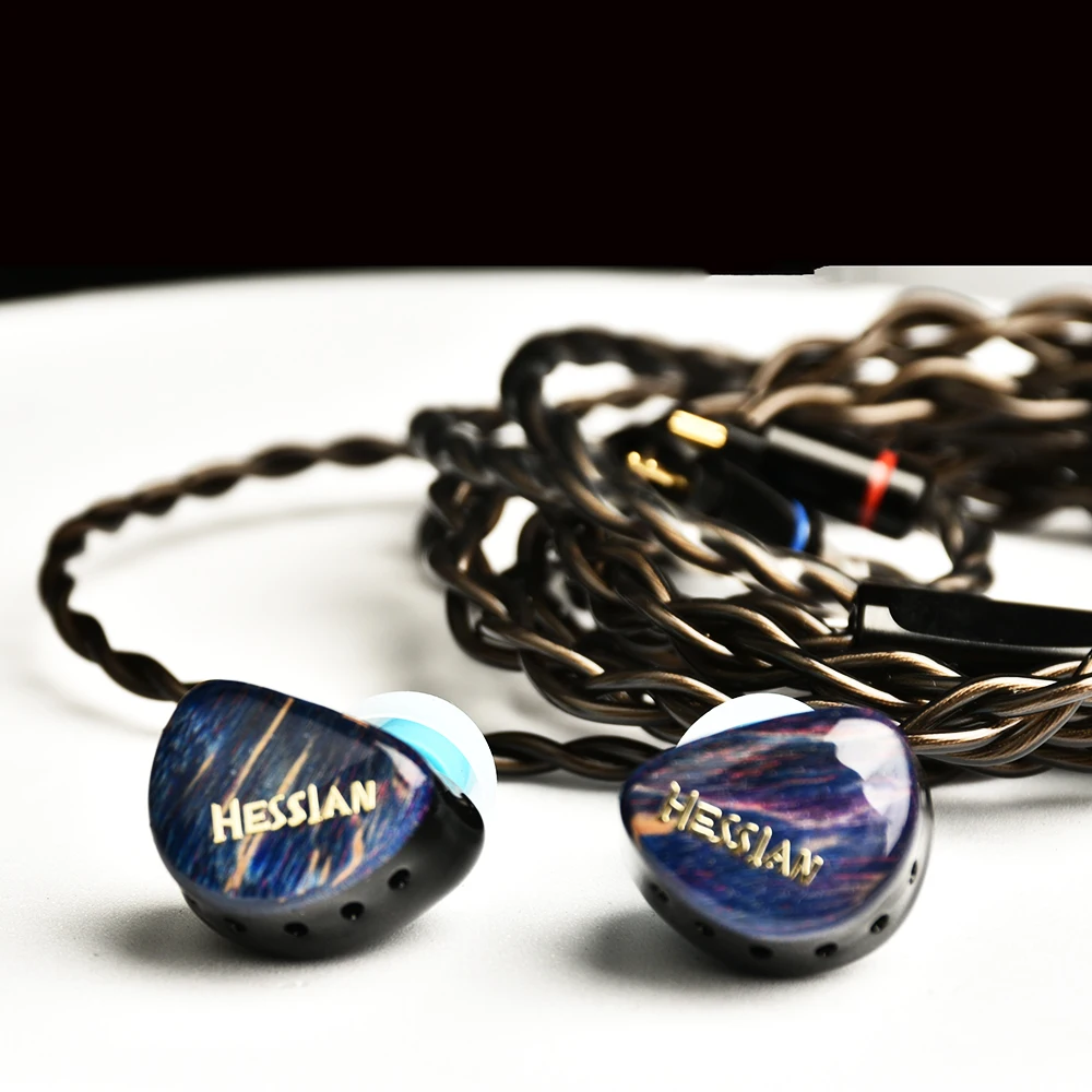 HESSIAN Graphene Unit Open Rear Chamber with Replaceable Cable Design 3D-Printed Black Stabilised Wood Panel 0.78 Hi-Fi Earphone