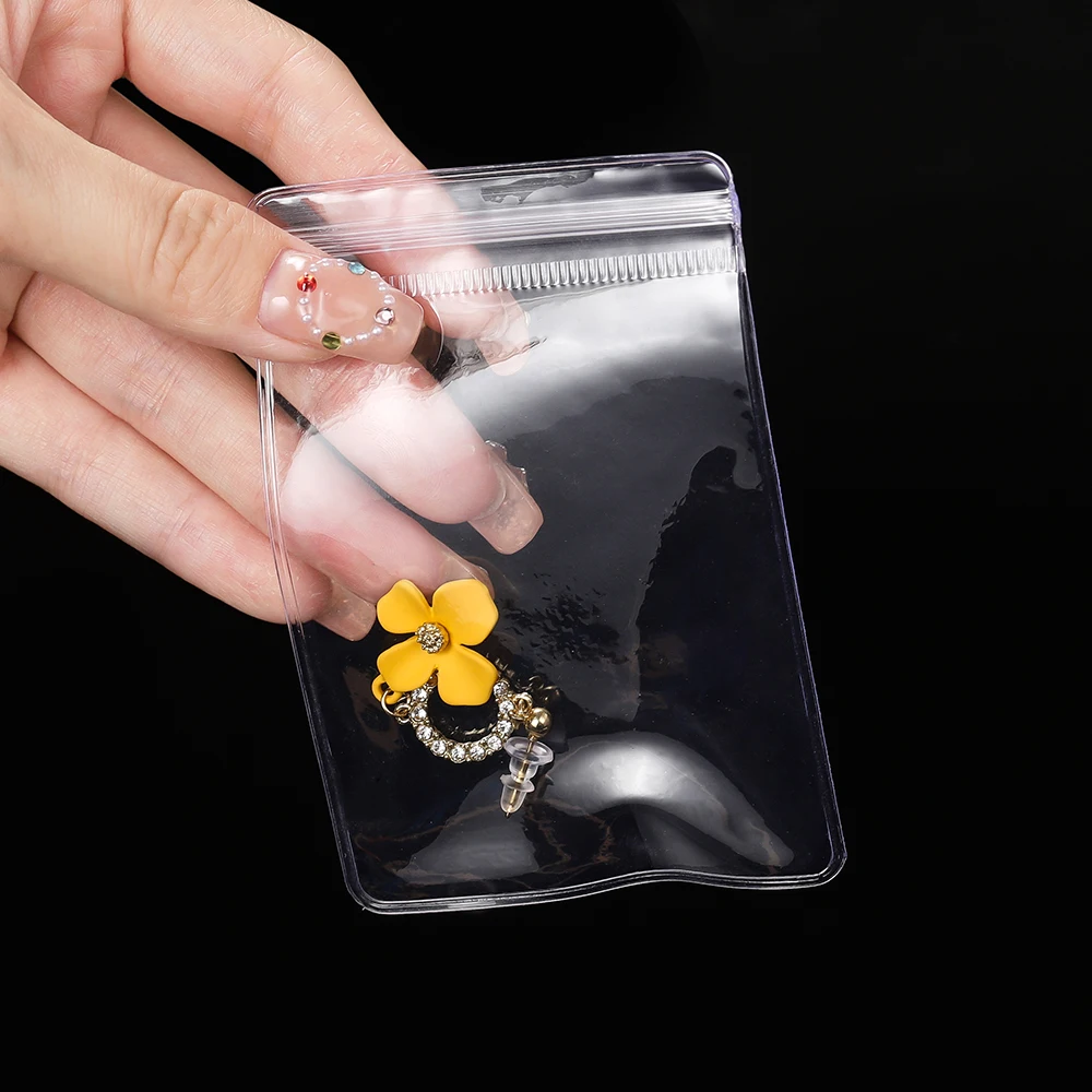 20-50Pcs Transparent PVC Jewelry Pouches Zip Storage Bag for Earring Necklace Jewelry Anti-Oxidation Display Packaging Bags