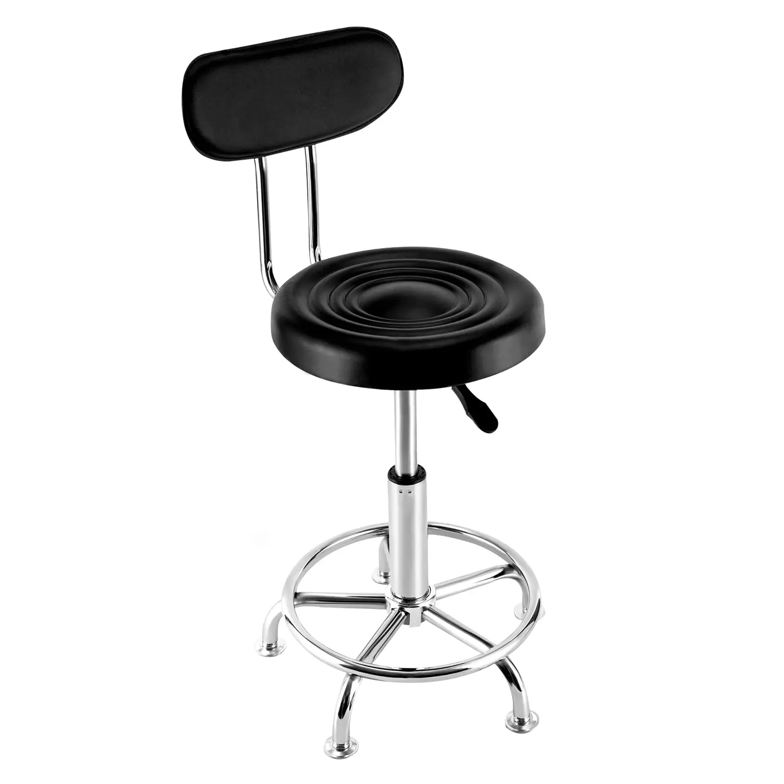 Gdrasuya10 Leather Round Salon Chair Portable Height Adjustable Rolling Stool Barber Stool with Backrest Rotating Spa Medical Wo