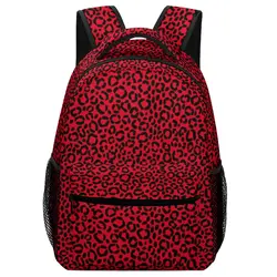 Red And Black Leopard Backpack Animal Fur Print Travel Backpacks Unisex Streetwear High School Bags Designer Breathable Rucksack