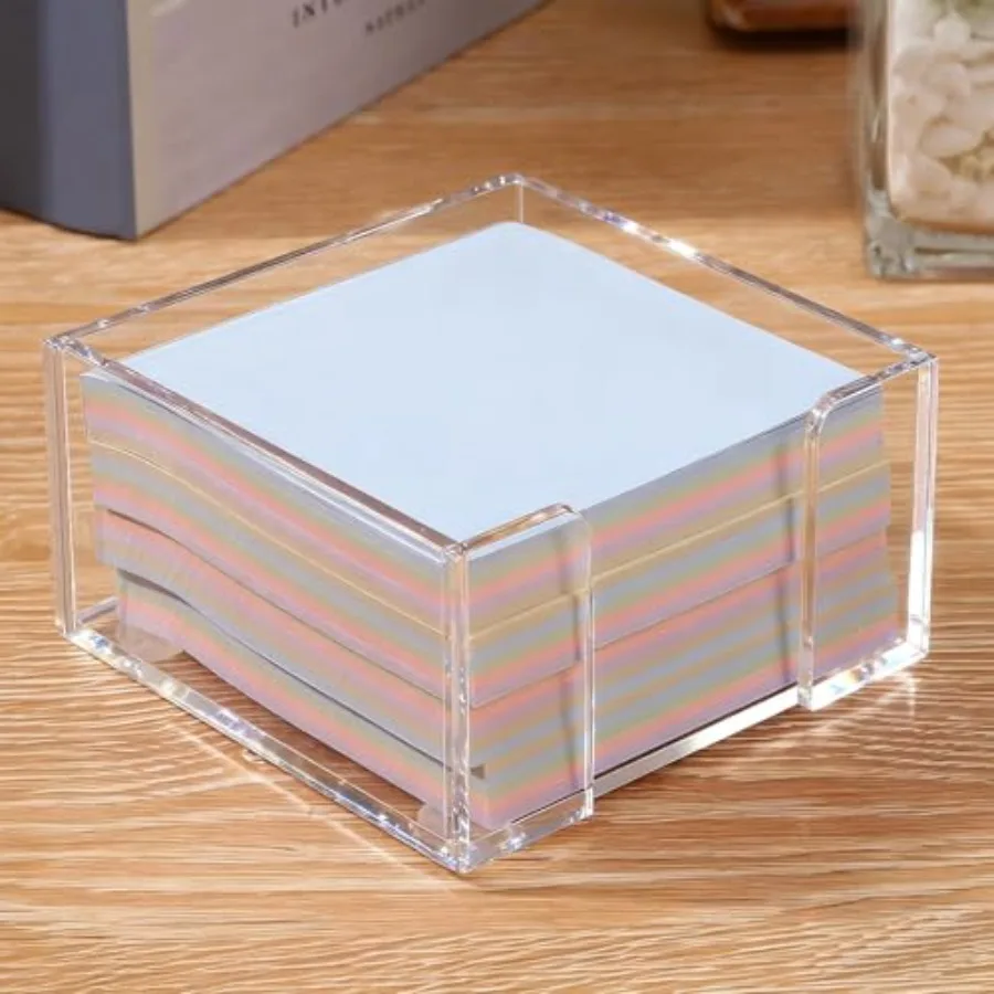 

Acrylic Sticky Note Holder, 3x3 Crystal Notepad Holder with Anti-Slip Base Sticky Note Dispenser for Office Desk, Home Organize