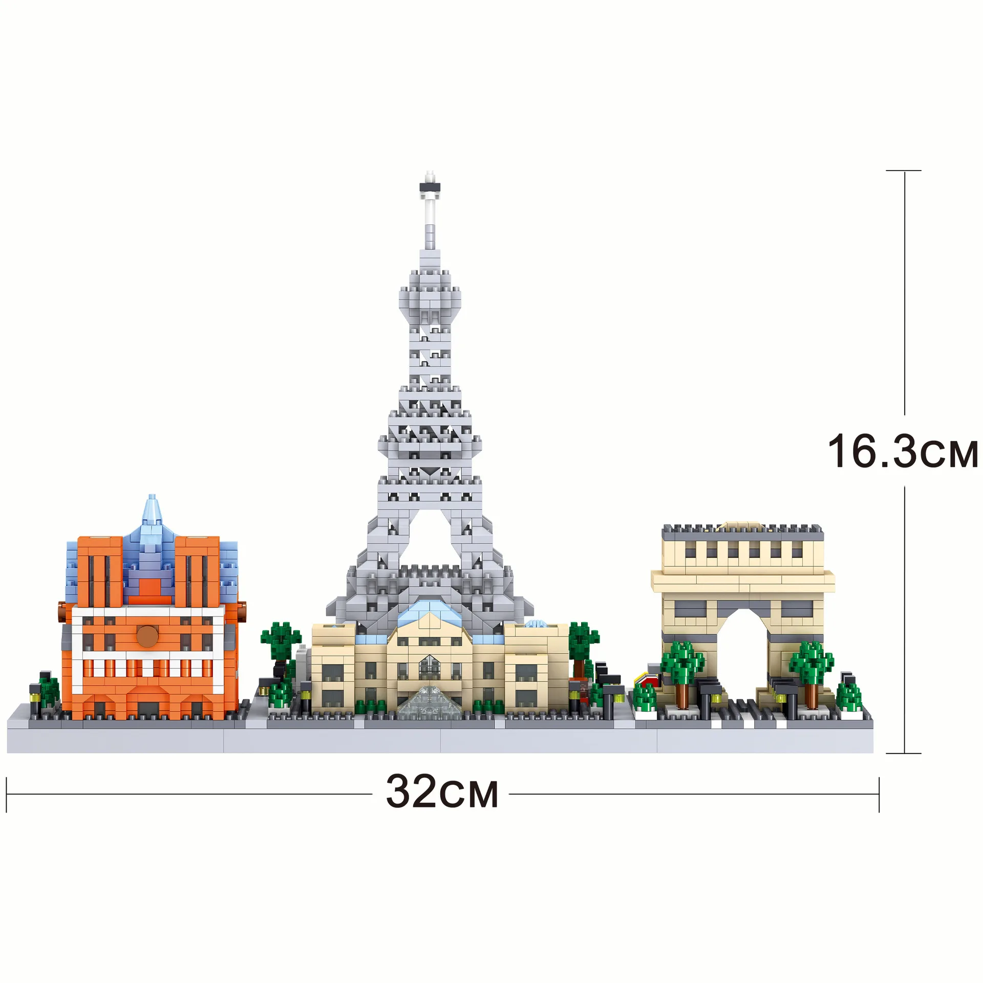 Francia horizonte Micro bloque de diamante arquitectura París punto de referencia nanobricks Torre Eiffel arco triunfal Louvre Museo ladrillos Juguetes