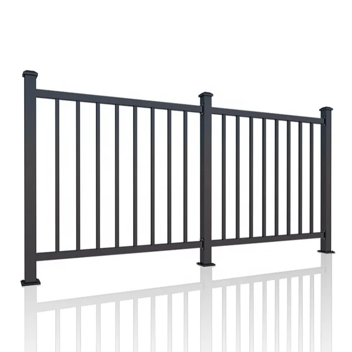 تصميم درابزين من الألومنيوم مخصص لدرابزين سطح درج الشرفة بارتفاع 6 أقدام مع خشب معالج بالضغط الطبيعي