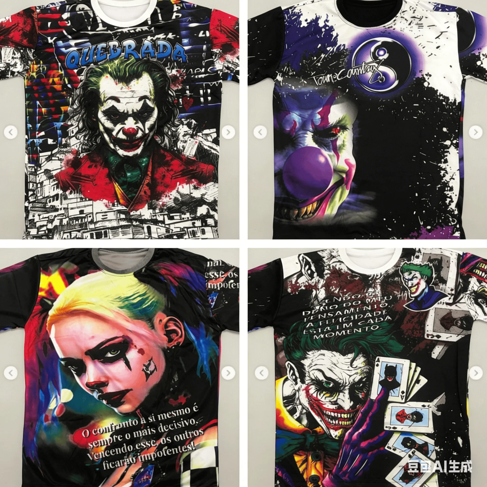 Estética Loco y Divertida para Adultos y Niños! Camiseta de manga corta con estampado completo en 3D de Harley Quinn, Joker Playing Cards, estilo oscuro