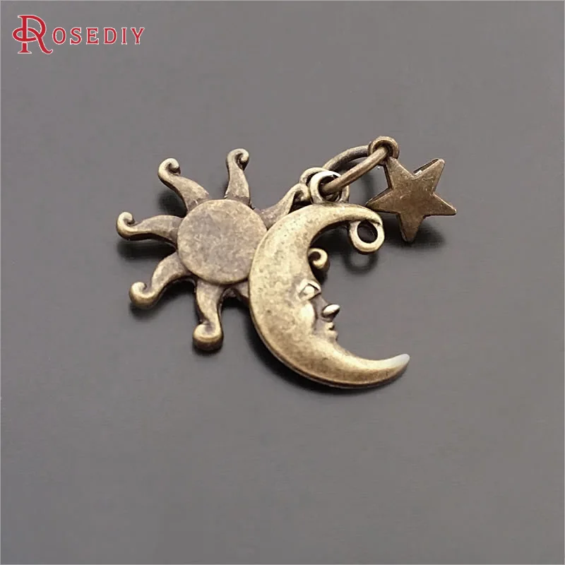 10 Sets Antique Bronze Zinc Alloy Sun Moon Star Set Charms Diy Jewelry Making Supplies Necklace Earrings Accessories for Women