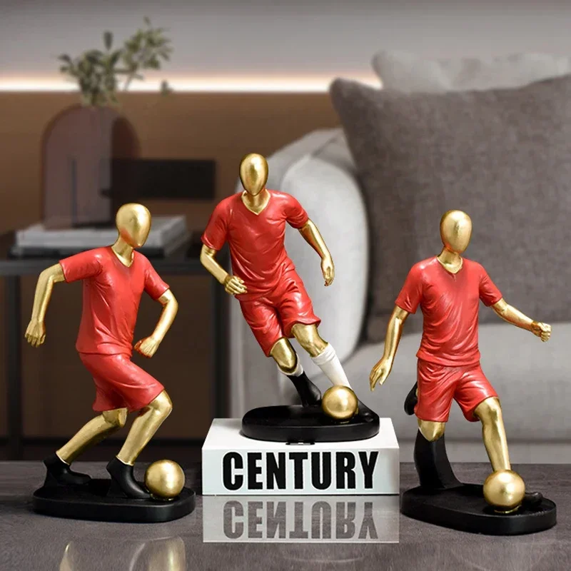 

Resin Football Player Character Figurines for Interior Creative Figure Statue Home Living Room Desktop Decor Ornament