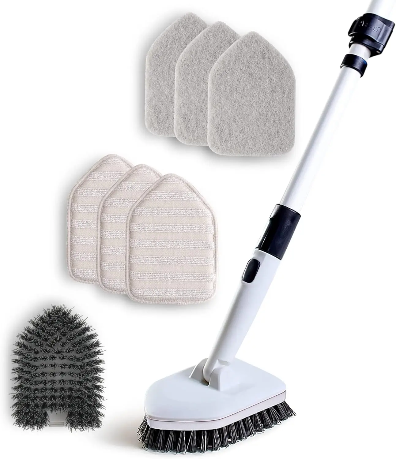 

Shower Scrubber 3 in 1 Extendable Long Handle 58' Cleaning Brush Bundle Value Pack - Non Scratch