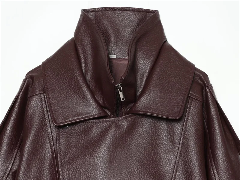 Guobioziy 2026 Fall New Women's Jacket 2026 Fall New Release Loose Faux Leather Biker Jacket Parka European and American Style