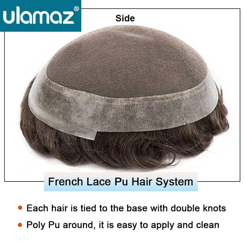 Upgrade Australia Men's Wigs Human Hair Toupee For Men French Lace Male Hair Prosthesis Lace Pu Hair Replacement System Men Wig