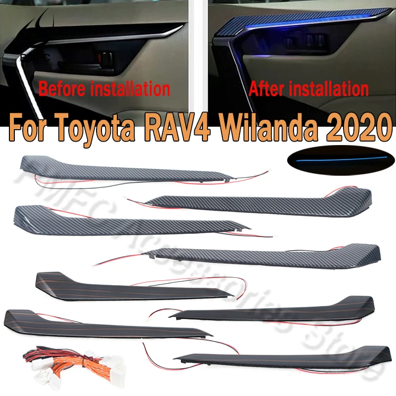 Four Door Panel LED Atmosphere Light Ambient Lamp Automotive Interior Decorative Light For Toyota RAV4 Wildlander 2019 2020-2023