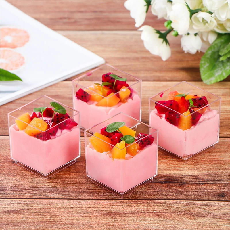 20/40/60pcs Mini Dessert Cups Disposable Plastic Cups 60ml Transparent for Pudding Mousse Jelly Yogurt Food Container