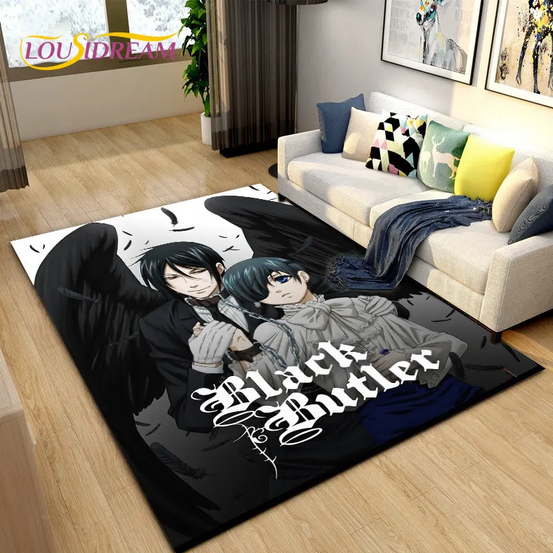 บัตเลอร์สีดำอะนิเมะการ์ตูนพรมพรมพรมสำหรับห้องรับแขกห้องนอนโซฟาพรมเช็ดเท้าตกแต่ง,เด็กเล่น Non-Slip