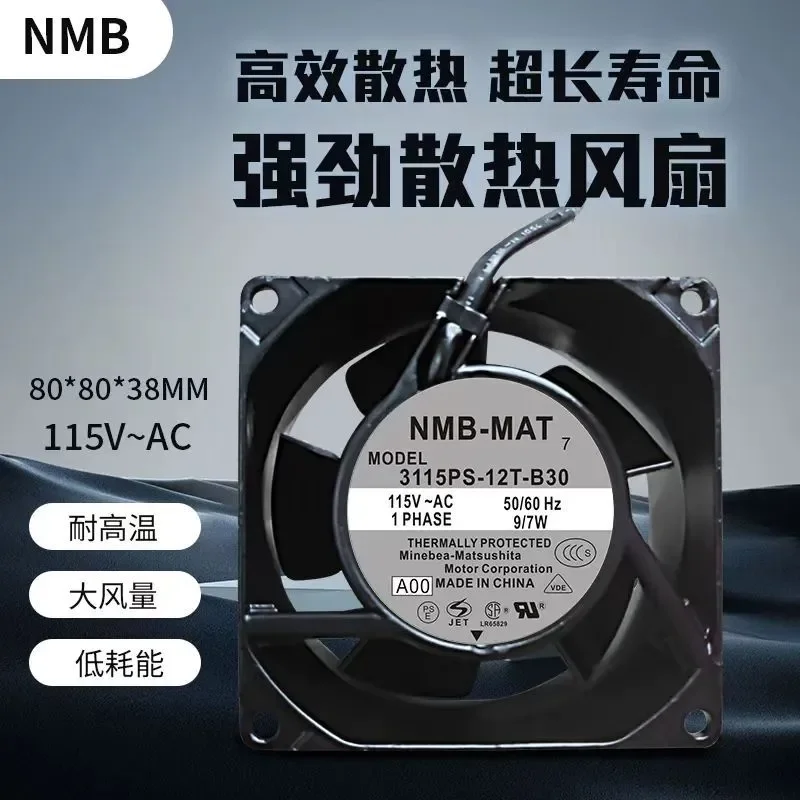 for Japan NMB 8CM AC Fan High Temperature 8038 115V 9/7W for 3115PS-12T-B30