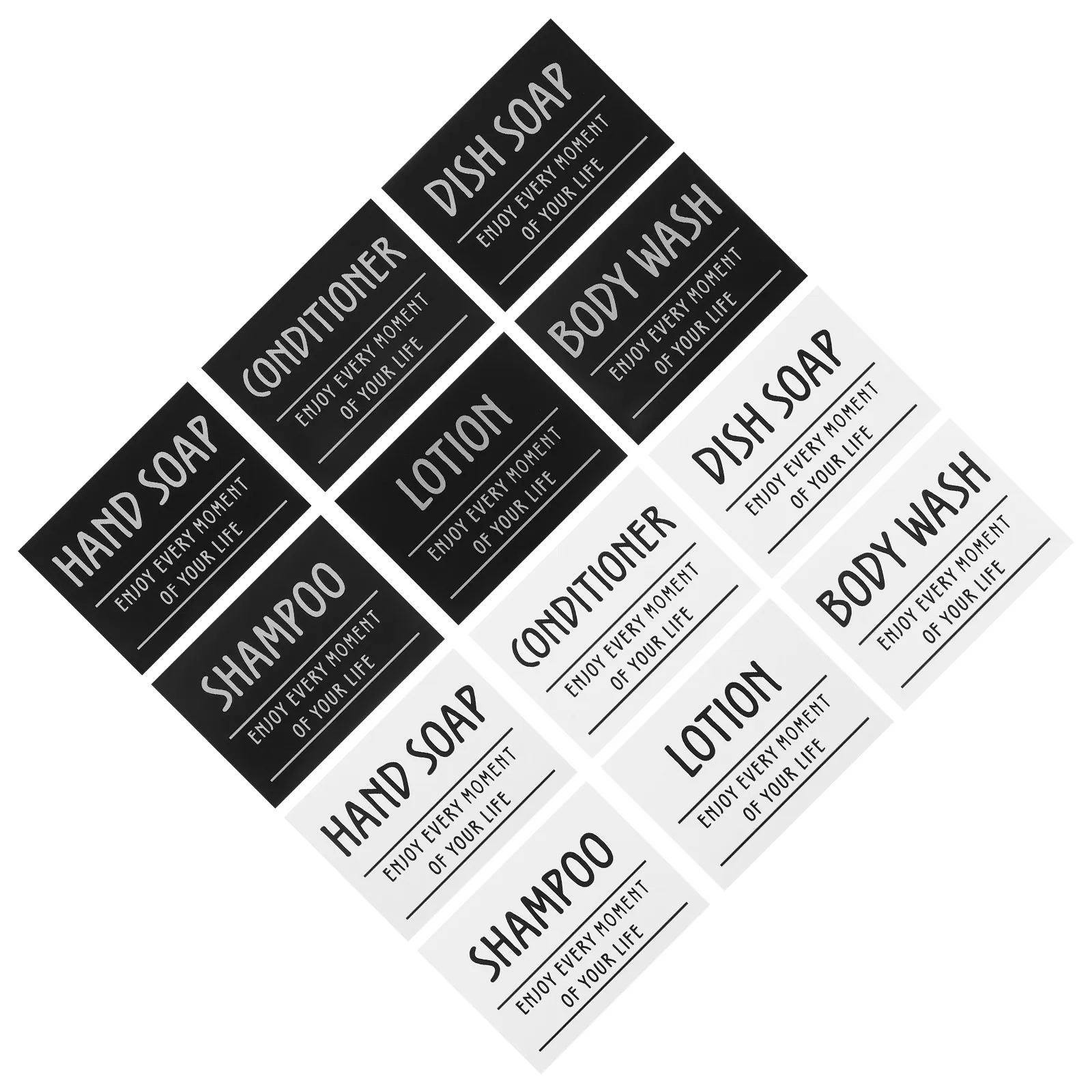 12Pcs Waterproof Bottle Labels for Bathroom Jars Glass Containers Shampoo Dispenser Labels Conditioner Soap Lotion Organizer