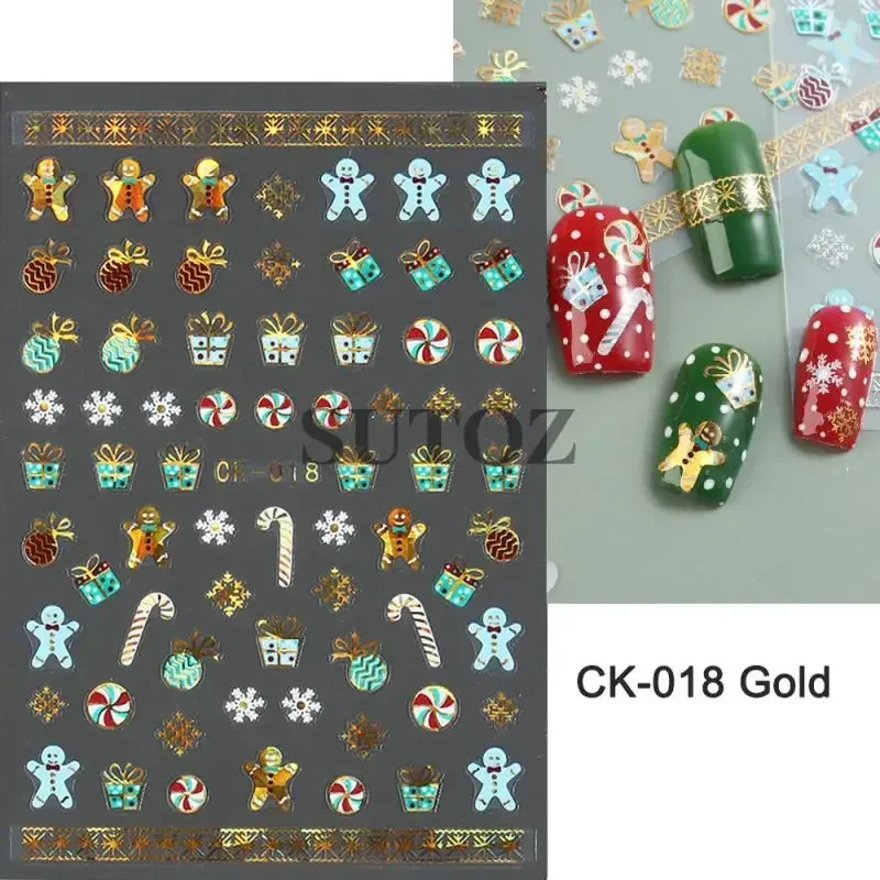 คริสต์มาสเล็บสติกเกอร์คริสต์มาส Breath เล็บองค์ประกอบคริสต์มาสกลับกาวการ์ตูนความงามและสุขภาพ Elk เล็บ Stic Elk