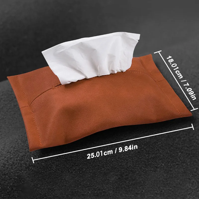 SEAMETAL Fur Leather Car Tissue Boxes Multifunctional Car Sun Visor Back Seat Hanging Tissue Bag Organizer for Car Accessories