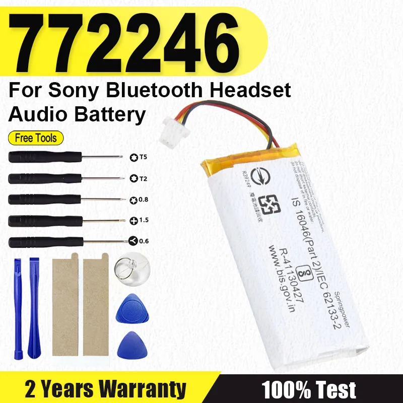 

High quality batteries New 772246 Replacement Battery for Sony Bluetooth Headset Audio Battery 3.7V 950mAh+ Free Tools