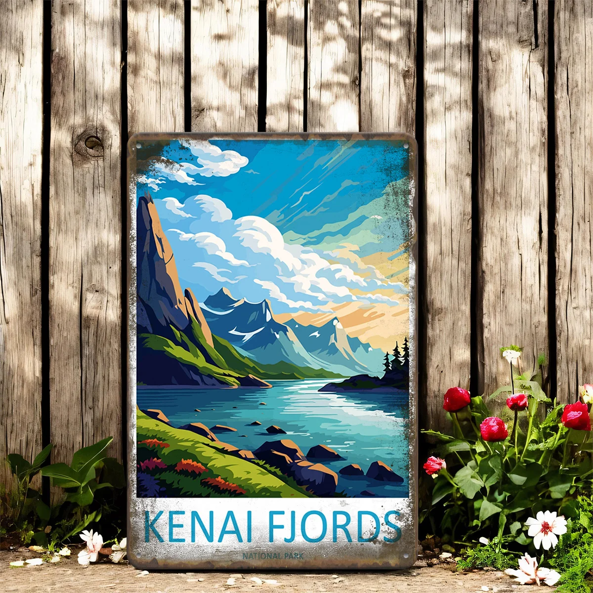 1pc Kenai Fjords National Park Alaska Vintage Metal Sign - Vertical 8x12 Inch Fjord  , Durable / Decoration for, Cabin, Office,