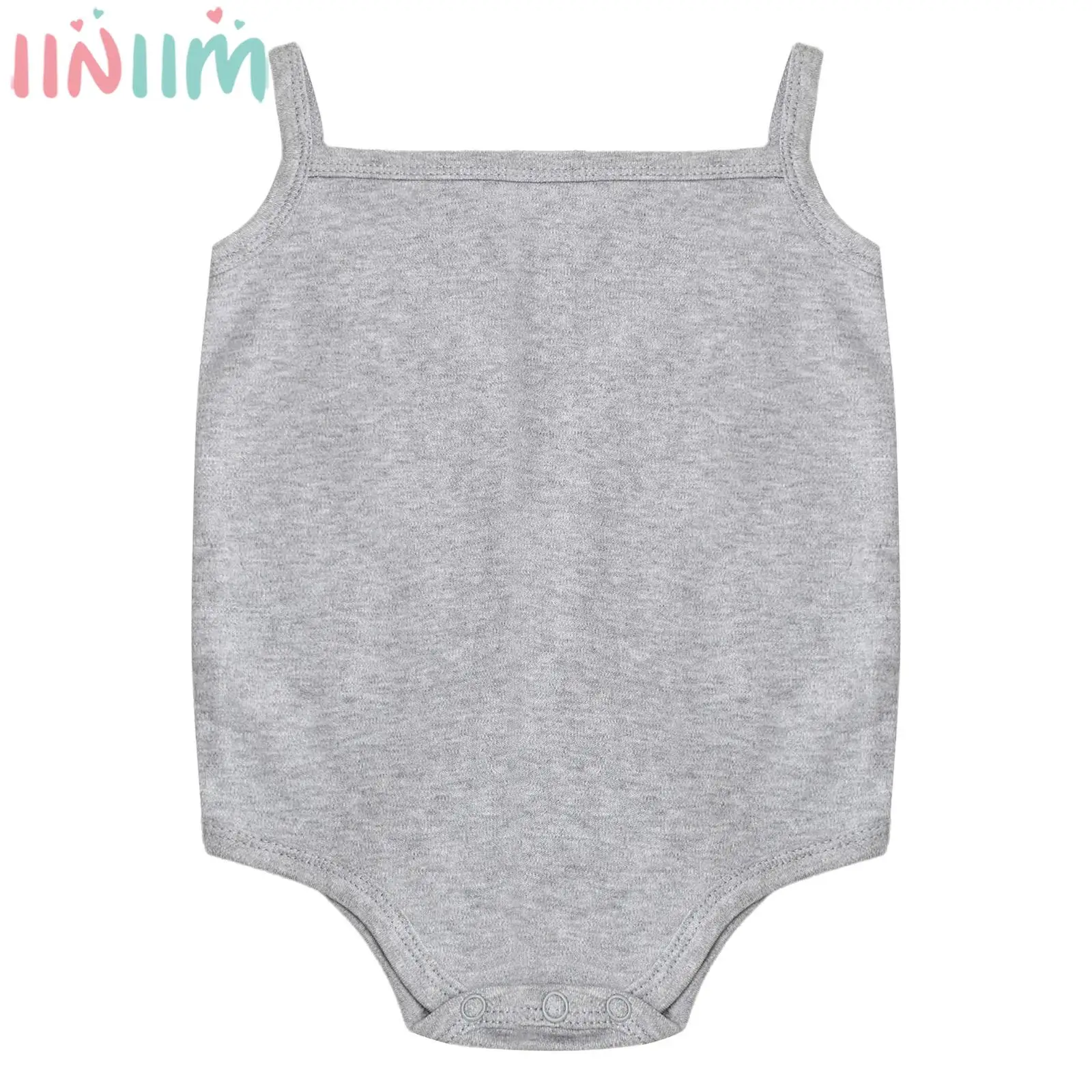 

Baby Girls Summer Casual Cotton Romper Sleeveless Spaghetti Strap Solid Color Tank Bodysuit for Daily Home Beach Holiday Wear
