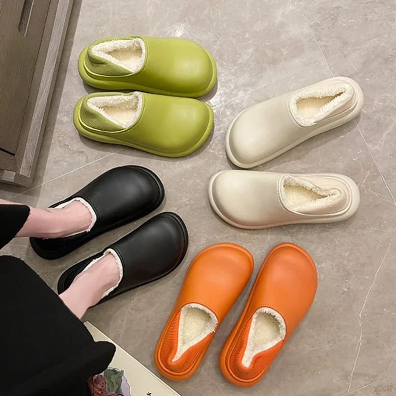 

Fuzzy Home Slipper Women Winter Warm Fur Plush Indoor Lazy Female Thermal Furry Room House Shoe Funny Flat Flip Flop Men Male