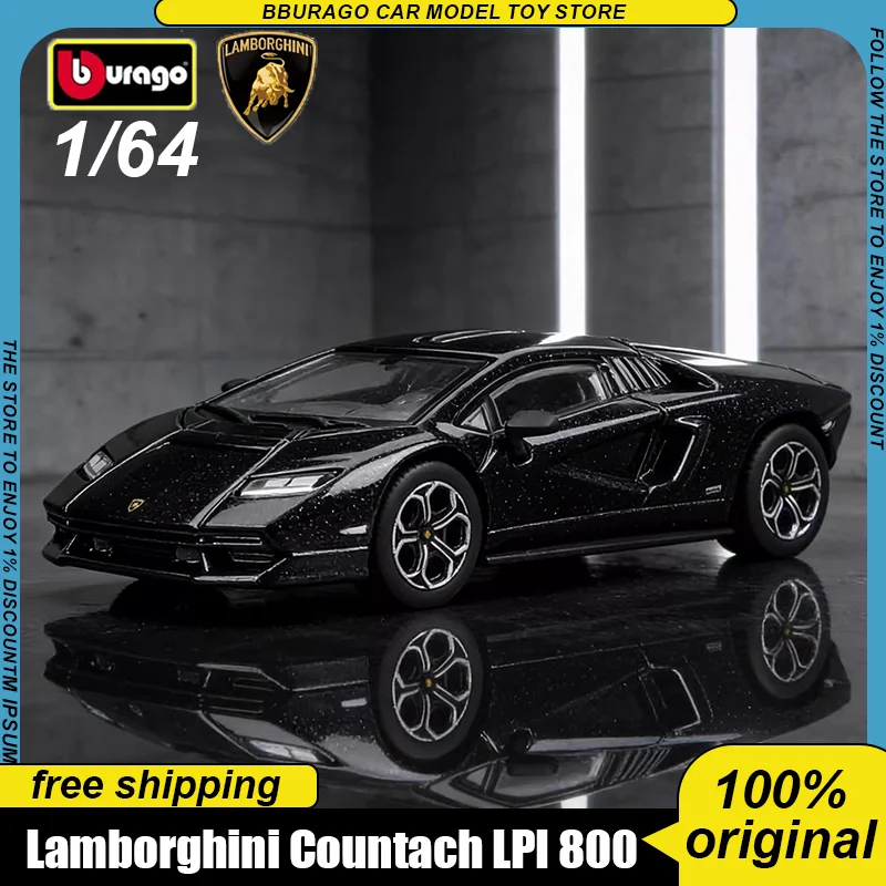 Nuevo en Stock, Bburago 1:64 Lamborghini Countach Lpi 800-4, Modelo a Escala de Aleación Fundida a Presión, Juguete de Auto Deportivo Lamborghini para Niños