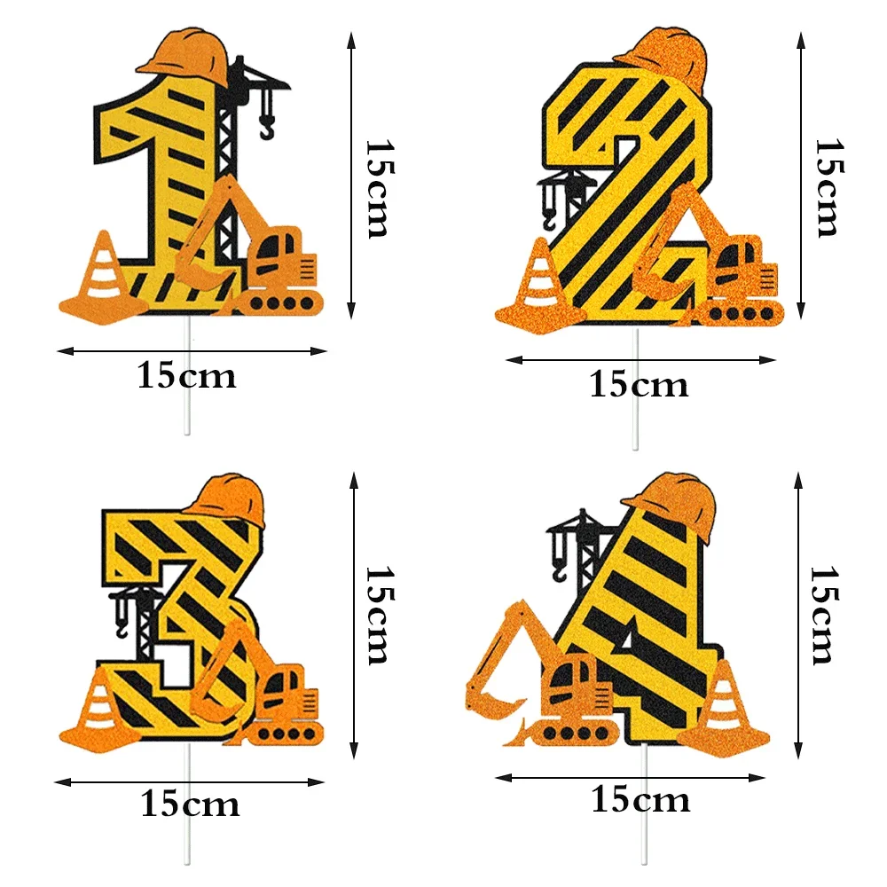 Engineering Geburtstags feier große Figuren Kuchen Topper Kuchen Dekoration Bagger Banner Latex Luftballons Bau Party Dekore