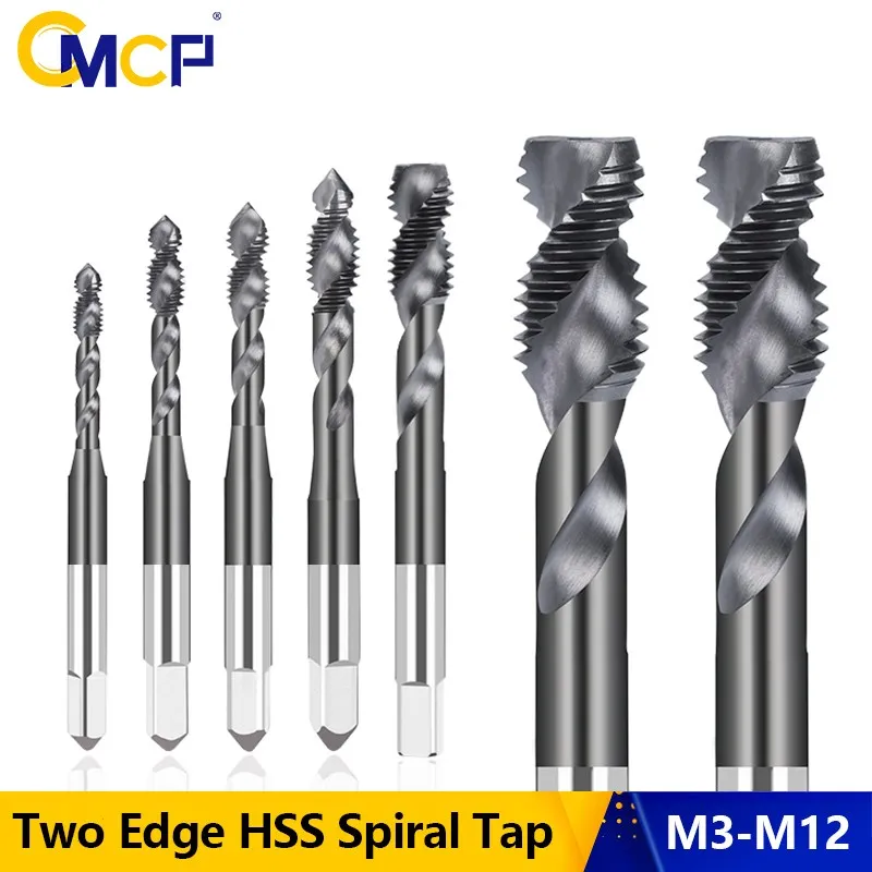 CMCP Screw Tap M3 M4 M5 M6 M8 M10 M12 Metric Tap Two Edge HSS Spiral Taps for Aluminum Non-Ferrous Metals Processing Blind Holes