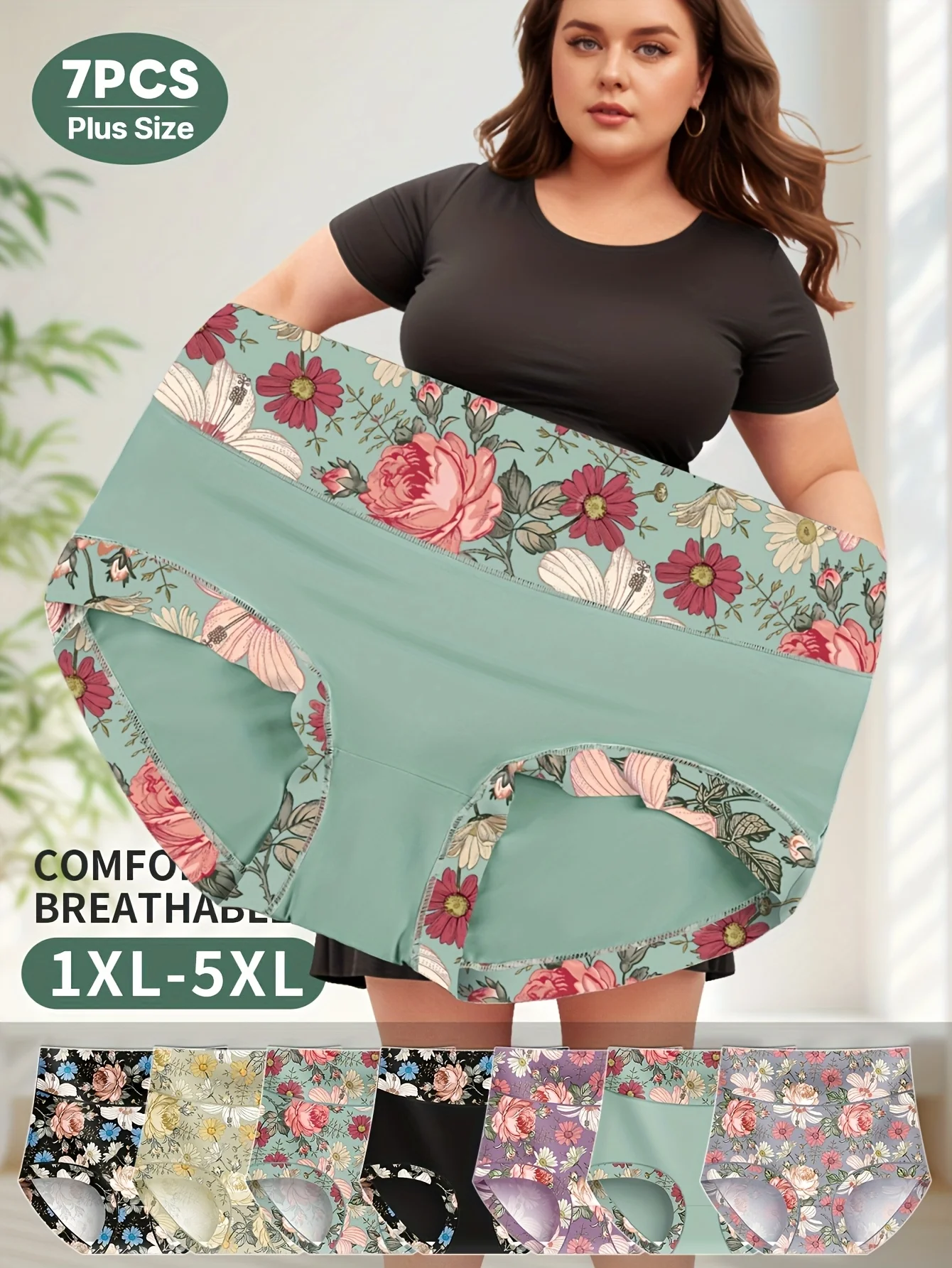 

7 шт. трусики больших размеров для женщин, женские разноцветные трусики, нижнее белье, дышащее оптовое нижнее белье с высокой талией и принтом