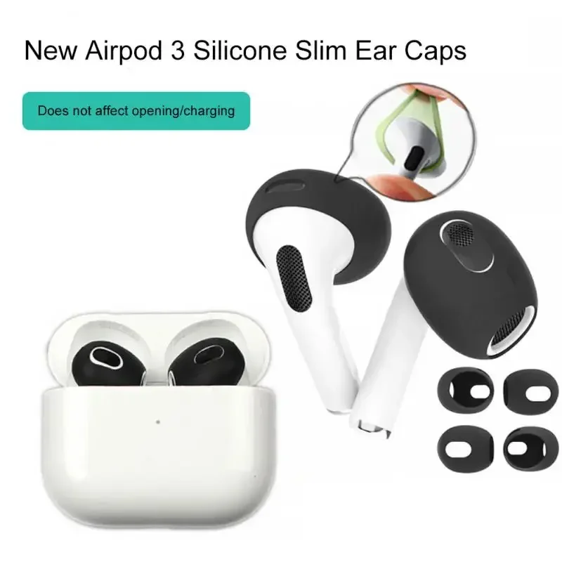 Anti-Slip Ear Caps para Apple Airpods 3, capa protetora de silicone, capas de pele, Earpads, Ear Cover Tips, Earbuds Acessórios