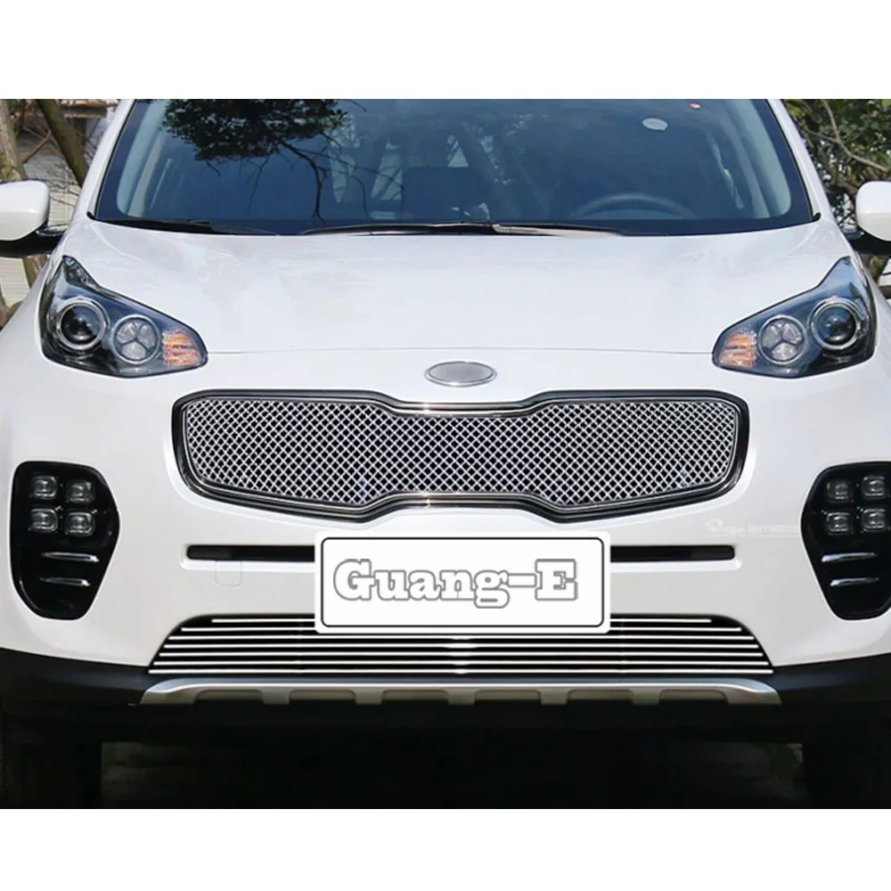 For Kia Sportage KX5 2016 2017 2018 Car Body Protection Detector Stainless Steel Trim Front Frame Grid Grill Grille Molding 1PCs