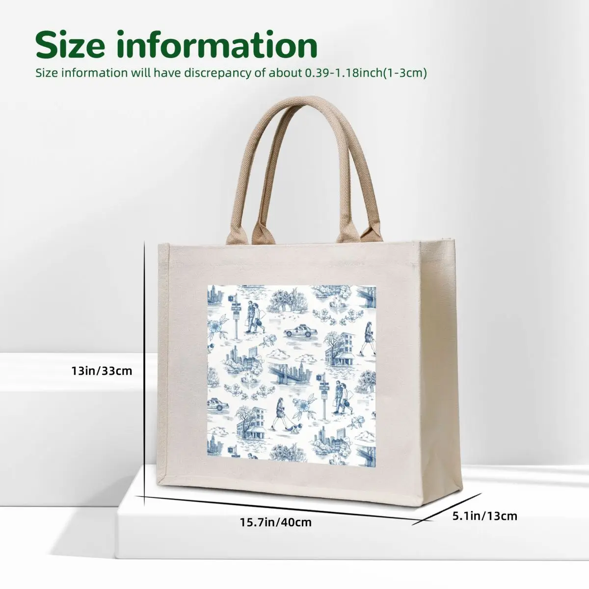 NEW YORK Toile De Jouy Tote Bag shoping bag Beach bag supermarket folding shopping