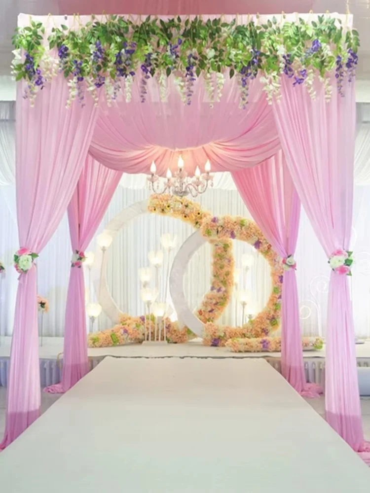 Eleganter schmiedeeiserner Hochzeitspavillon für den Außenbereich, quadratischer Metalltisch für künstliche Hochzeitsdekoration. – Detail 5