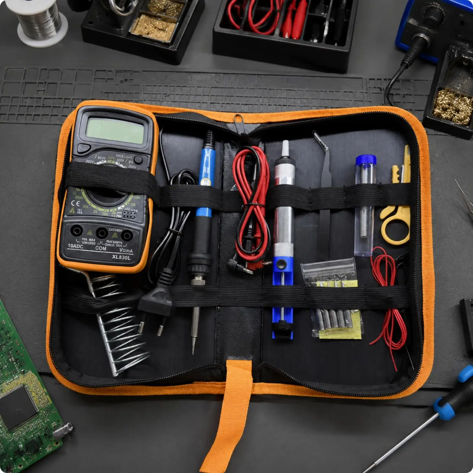 Electric Soldering Iron Kit with Digital Multimeter 16PC Ceramic Heater for Measuring Current Resistance Capacitance