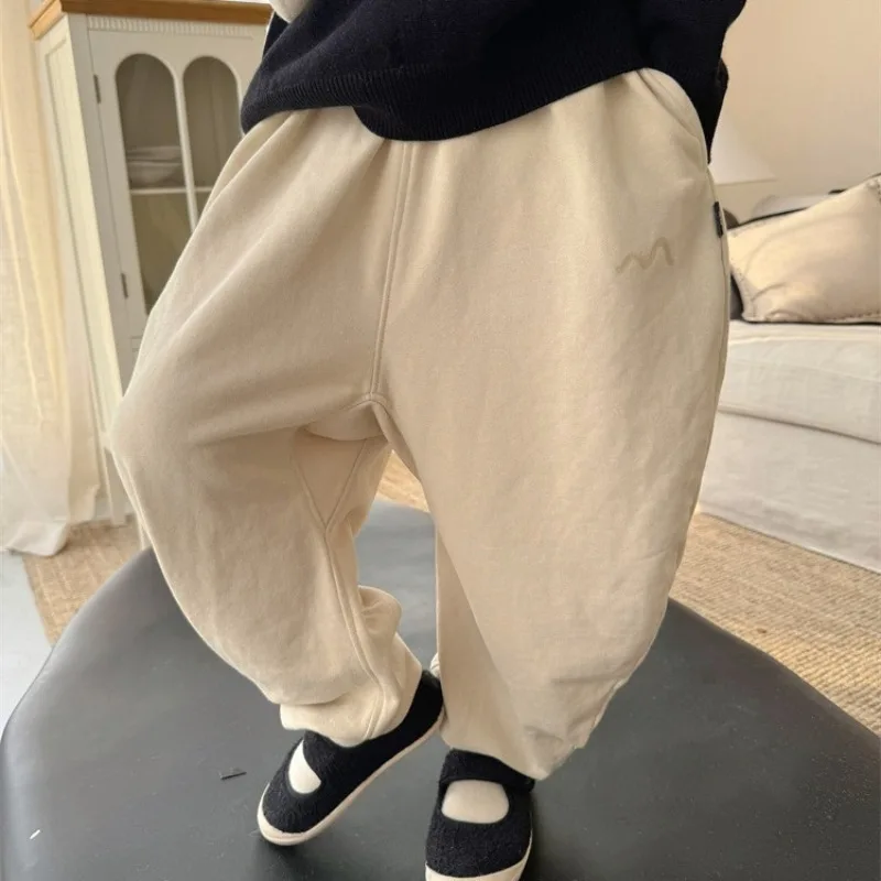 

Spring boys and girls solid color cross pants children all-match casual loose sweatpants